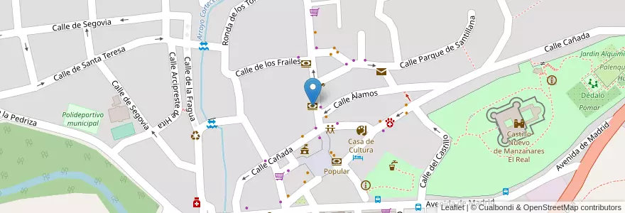 Mapa de ubicacion de Caixabank en اسپانیا, بخش خودمختار مادرید, بخش خودمختار مادرید, Cuenca Alta Del Manzanares, Manzanares El Real.
