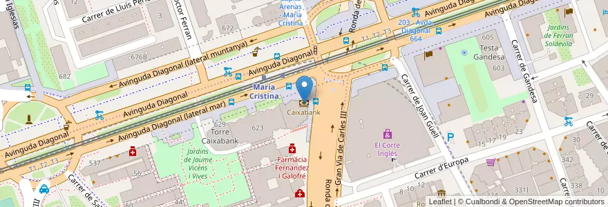 Mapa de ubicacion de Caixabank en Spanien, Katalonien, Barcelona, Barcelonès, Barcelona.