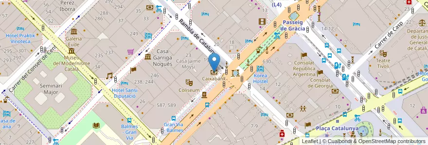 Mapa de ubicacion de Caixabank en إسبانيا, كتالونيا, برشلونة, بارسلونس, Barcelona.