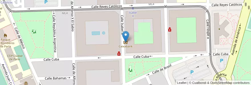 Mapa de ubicacion de Caixabank en إسبانيا, منطقة مدريد, منطقة مدريد, Área Metropolitana De Madrid Y Corredor Del Henares, بارلا.