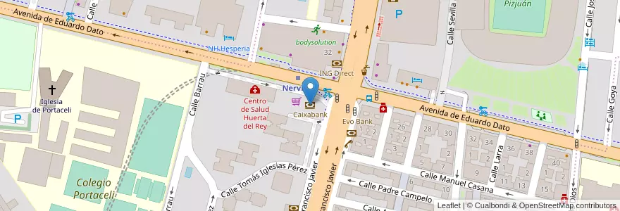 Mapa de ubicacion de Caixabank en 스페인, Andalucía, Sevilla, 세비야.