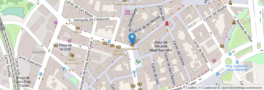 Mapa de ubicacion de Caixabank en Espagne, Catalogne, Barcelone, Vallais-Occidental, Sant Cugat Del Vallès.