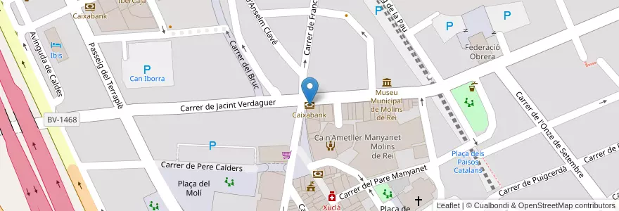 Mapa de ubicacion de Caixabank en Espanha, Catalunha, Barcelona, Baix Llobregat, Molins De Rei.