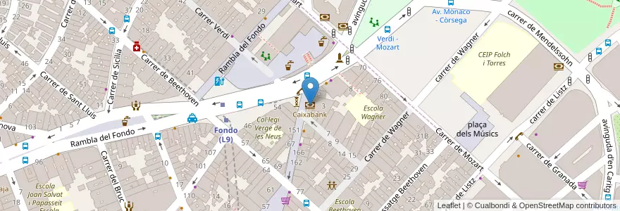 Mapa de ubicacion de Caixabank en Espagne, Catalogne, Barcelone, Barcelonais, Badalona.