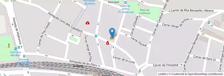 Mapa de ubicacion de Caixabank en スペイン, カタルーニャ州, Barcelona, Garraf, Sitges.