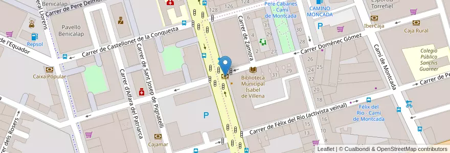 Mapa de ubicacion de Caixabank en إسبانيا, منطقة بلنسية, فالنسيا, Comarca De València, فالنسيا.