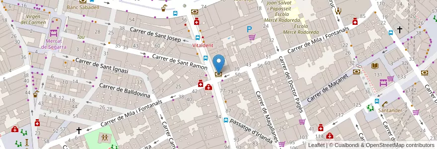 Mapa de ubicacion de Caixabank en Espanha, Catalunha, Barcelona, Barcelonès, Badalona, Santa Coloma De Gramenet.