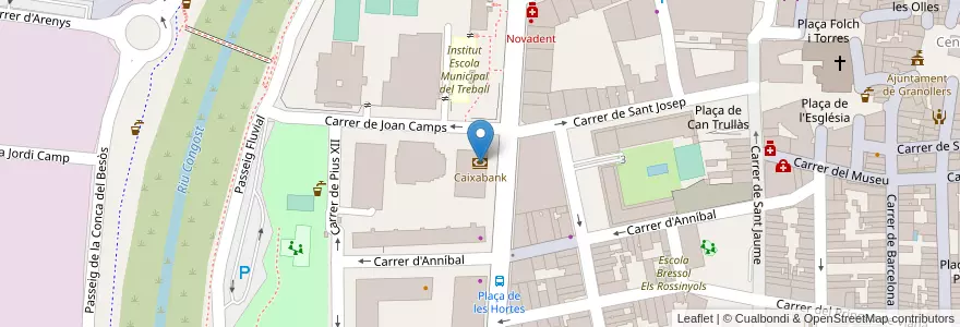 Mapa de ubicacion de Caixabank en اسپانیا, Catalunya, Barcelona, Vallès Oriental, Granollers.