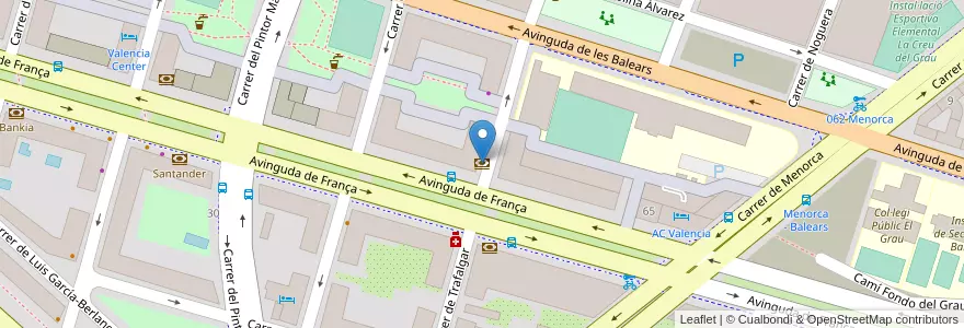 Mapa de ubicacion de Caixabank en Испания, Валенсия, Валенсия, Comarca De València, Валенсия.