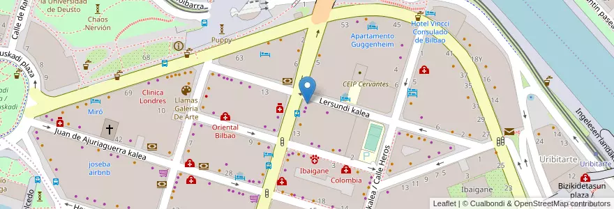 Mapa de ubicacion de CaixaBank en España, Euskadi, Bizkaia, Bilboaldea, Bilbao.