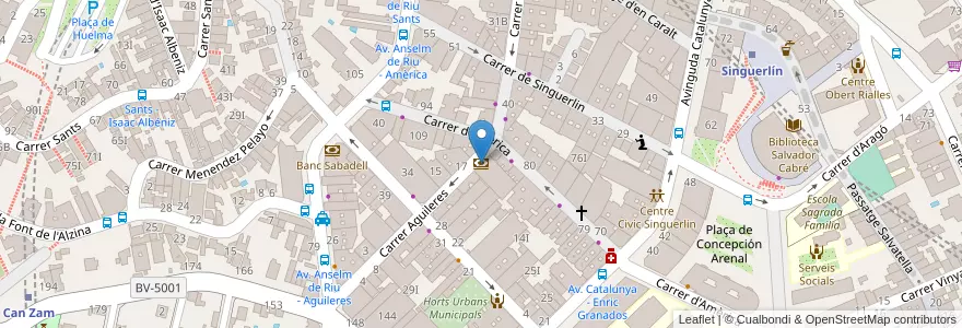 Mapa de ubicacion de Caixabank en Испания, Каталония, Барселона, Барселонес, Santa Coloma De Gramenet.