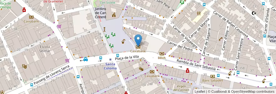 Mapa de ubicacion de Caixabank en España, Catalunya, Barcelona, Barcelonès, Santa Coloma De Gramenet.