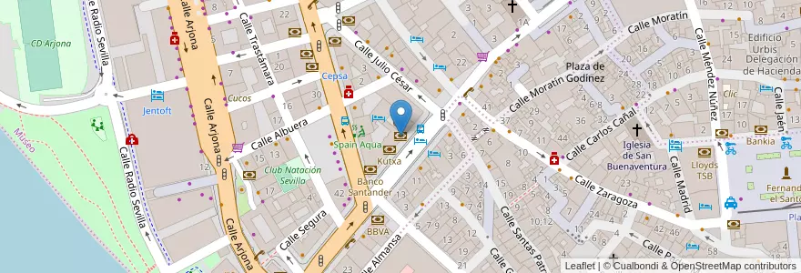 Mapa de ubicacion de CaixaBank en Espagne, Andalousie, Séville, Séville.