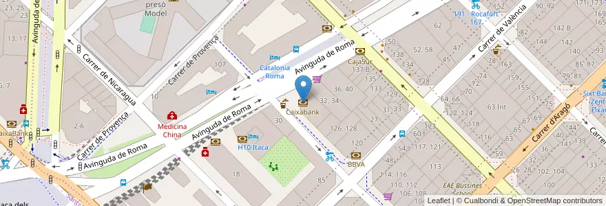 Mapa de ubicacion de Caixabank en Spanien, Katalonien, Barcelona, Barcelonès, Barcelona.