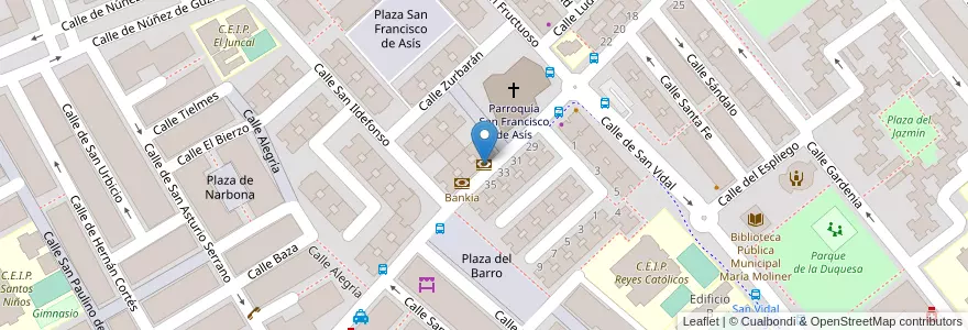 Mapa de ubicacion de Caixabank en Испания, Мадрид, Мадрид, Área Metropolitana De Madrid Y Corredor Del Henares, Alcalá De Henares.