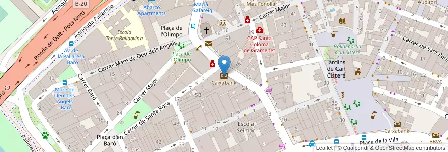 Mapa de ubicacion de Caixabank en Spain, Catalonia, Barcelona, Barcelonès, Santa Coloma De Gramenet.