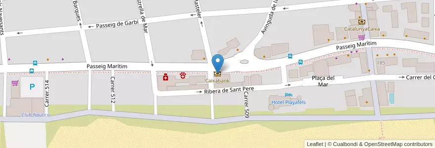 Mapa de ubicacion de Caixabank en Sepanyol, Baix Llobregat, Castelldefels.