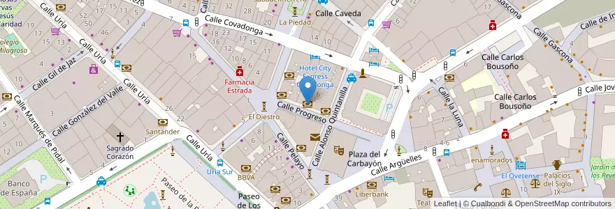 Mapa de ubicacion de Caixabank en Spanje, Asturië, Asturië, Oviedo.