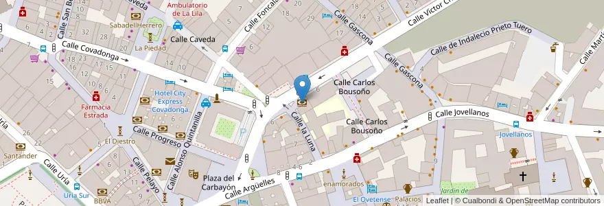 Mapa de ubicacion de Caixabank en 스페인, 아스투리아스, 아스투리아스, Oviedo.