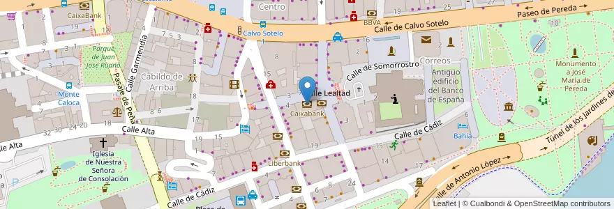 Mapa de ubicacion de Caixabank en スペイン, カンタブリア州, カンタブリア州, Santander, Santander.