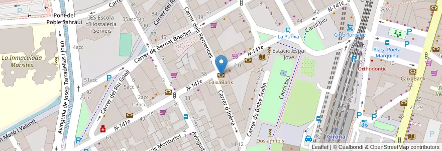 Mapa de ubicacion de CaixaBank en İspanya, Catalunya, Girona, Gironès, Girona.