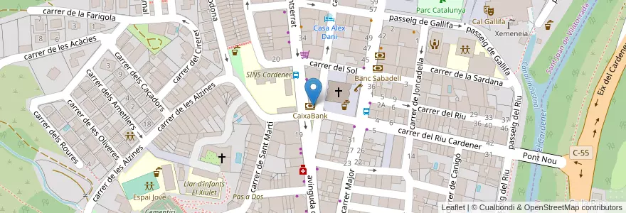 Mapa de ubicacion de CaixaBank en İspanya, Catalunya, Barcelona, Bages, Sant Joan De Vilatorrada.