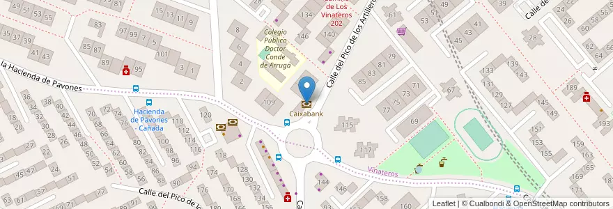 Mapa de ubicacion de Caixabank en 西班牙, Comunidad De Madrid, Comunidad De Madrid, Área Metropolitana De Madrid Y Corredor Del Henares, Madrid.