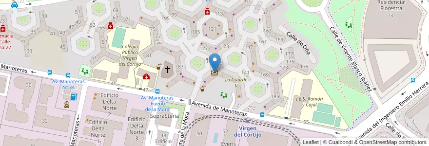 Mapa de ubicacion de Caixabank en اسپانیا, بخش خودمختار مادرید, بخش خودمختار مادرید, Área Metropolitana De Madrid Y Corredor Del Henares, مادرید.