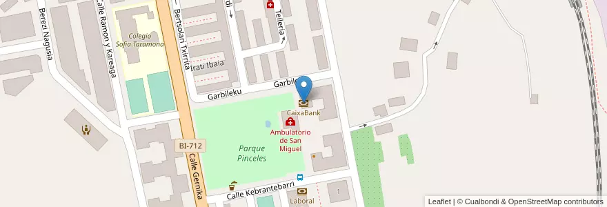 Mapa de ubicacion de CaixaBank en İspanya, Bask Bölgesi, Bizkaia, Bilboaldea.