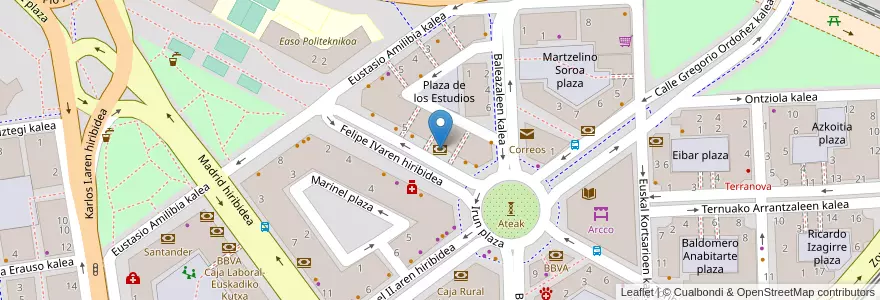 Mapa de ubicacion de Caixabank en İspanya, Bask Bölgesi, Gipuzkoa, Donostialdea, Donostia/San Sebastián.