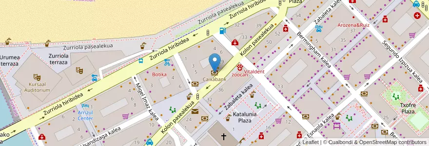 Mapa de ubicacion de Caixabank en Spanien, Autonome Gemeinschaft Baskenland, Gipuzkoa, Donostialdea, Donostia/San Sebastián.