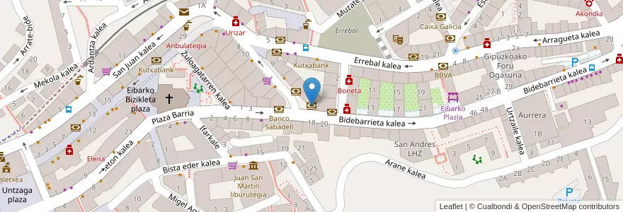 Mapa de ubicacion de Caixabank en España, Euskadi, Gipuzkoa, Debabarrena, Eibar.