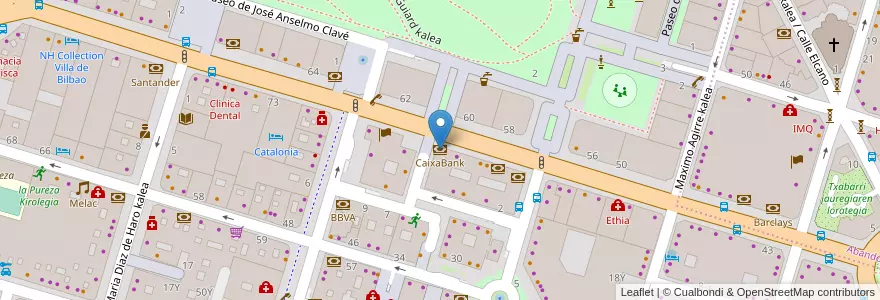 Mapa de ubicacion de CaixaBank en Испания, Страна Басков, Bizkaia, Bilboaldea, Бильбао.