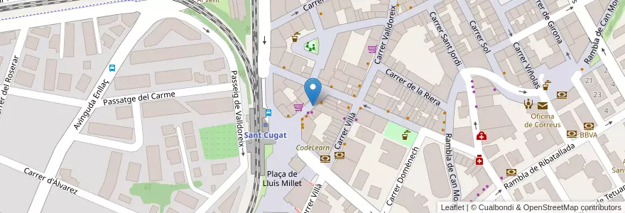Mapa de ubicacion de CaixaBank en Espagne, Catalogne, Barcelone, Vallais-Occidental, Sant Cugat Del Vallès.