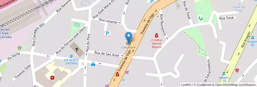 Mapa de ubicacion de Caixabank en Espagne, Galice, Pontevedra, Vigo, Vigo.