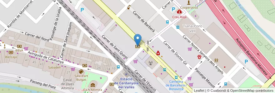 Mapa de ubicacion de CaixaBank en 스페인, Catalunya, Barcelona, Vallès Occidental, Cerdanyola Del Vallès.