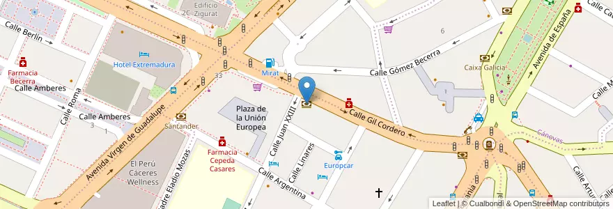 Mapa de ubicacion de CaixaBank en España, Extremadura, Cáceres, Cáceres, Cáceres.