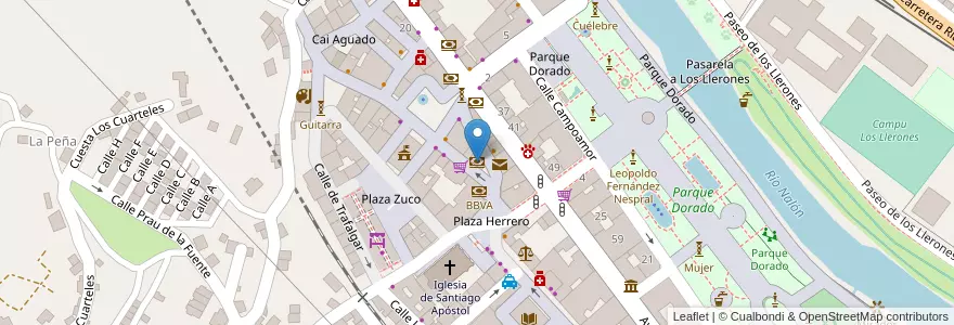 Mapa de ubicacion de Caixabank en 西班牙, 阿斯圖里亞斯, 阿斯圖里亞斯, Llangréu/Langreo.