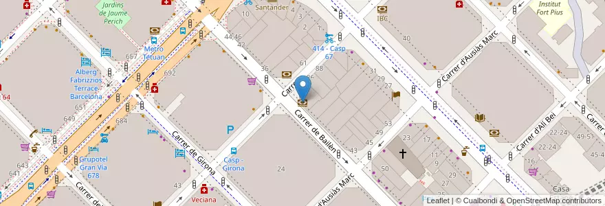 Mapa de ubicacion de CaixaBank en إسبانيا, كتالونيا, برشلونة, بارسلونس, Barcelona.