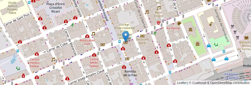 Mapa de ubicacion de CaixaBank en İspanya, Catalunya, Barcelona, Garraf, Vilanova I La Geltrú.