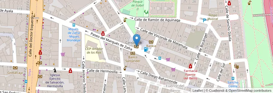 Mapa de ubicacion de Caixabank en España, Comunidad De Madrid, Comunidad De Madrid, Área Metropolitana De Madrid Y Corredor Del Henares, Madrid.