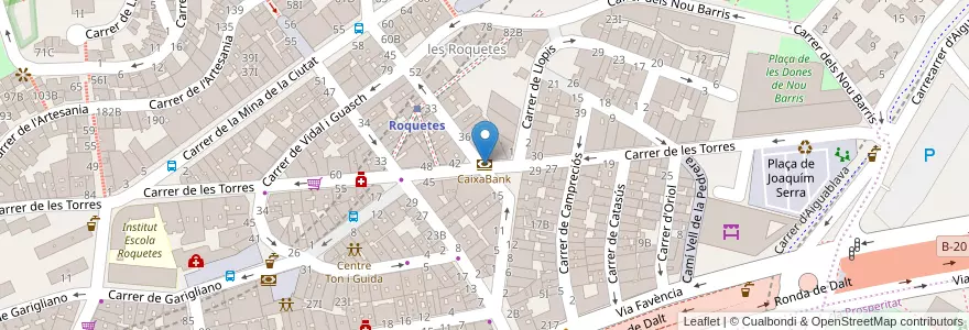 Mapa de ubicacion de CaixaBank en İspanya, Catalunya, Barcelona, Barcelonès, Barcelona.