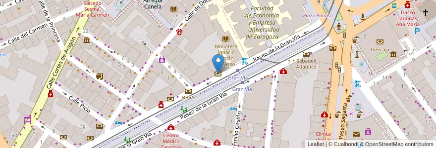 Mapa de ubicacion de Caixabank en España, Aragón, Zaragoza, Zaragoza, Zaragoza.