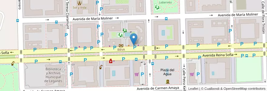 Mapa de ubicacion de Caixabank en 西班牙, Comunidad De Madrid, Comunidad De Madrid, Área Metropolitana De Madrid Y Corredor Del Henares, Leganés.