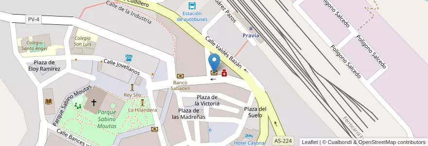 Mapa de ubicacion de CaixaBank en スペイン, アストゥリアス州, アストゥリアス州, Pravia.
