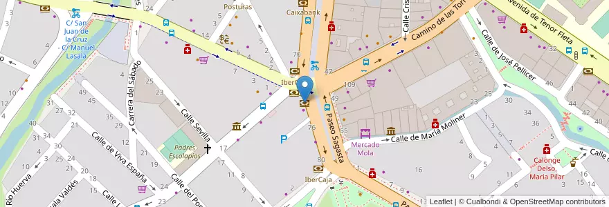 Mapa de ubicacion de CaixaBank en 스페인, Aragón, 사라고사, Zaragoza, 사라고사.