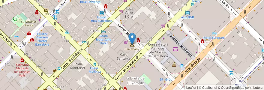 Mapa de ubicacion de CaixaBank en Spanien, Katalonien, Barcelona, Barcelonès, Barcelona.