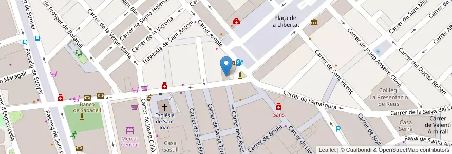 Mapa de ubicacion de CaixaBank en İspanya, Catalunya, Tarragona, Baix Camp, Reus.