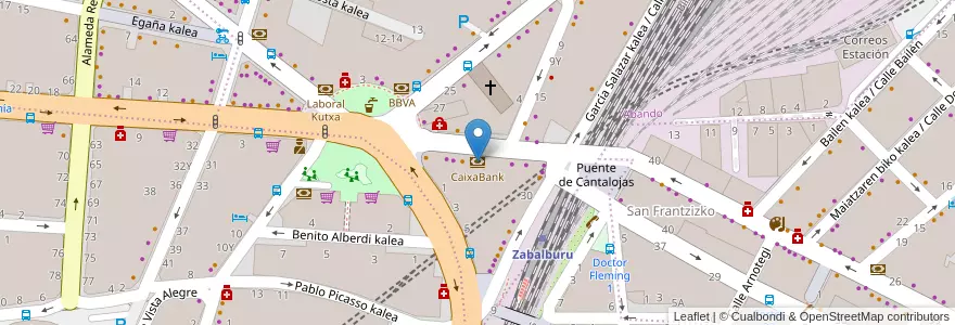Mapa de ubicacion de CaixaBank en إسبانيا, إقليم الباسك, Bizkaia, Bilboaldea, بلباو.