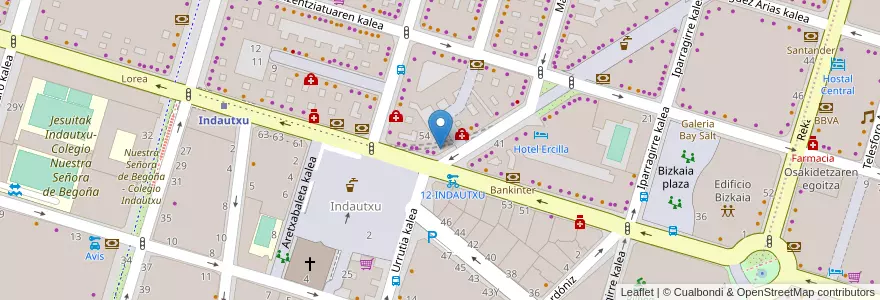 Mapa de ubicacion de CaixaBank en İspanya, Bask Bölgesi, Bizkaia, Bilboaldea, Bilbao.